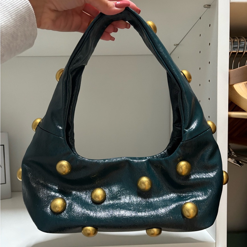 Elegant Green Studded Handbag